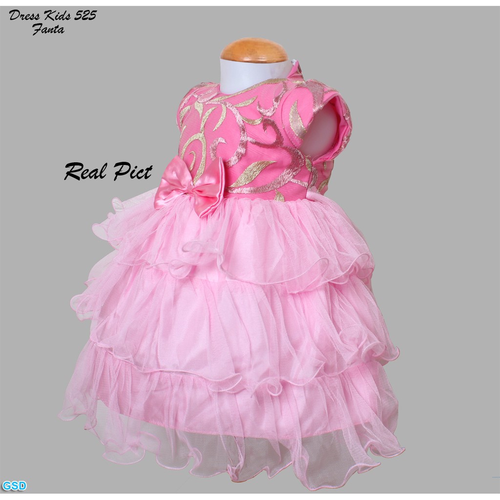 Dress Kids 525/ Dress Anak Modern/ Baju Pesta Bayi Trendy/ Gaun Brukat Anak Anak