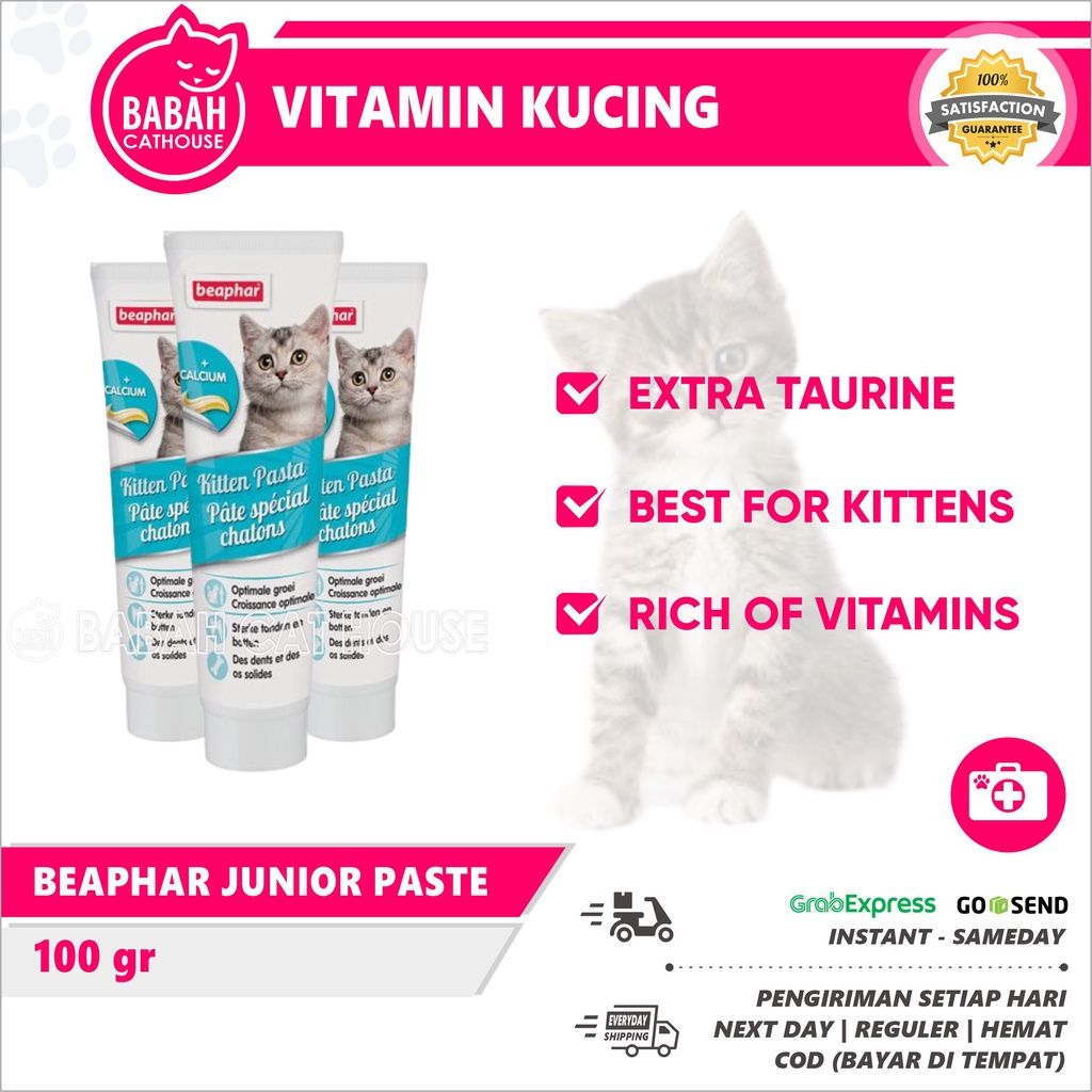 Beaphar JUNIOR Paste Kalsium Gel Vitamin Kucing Kitten Omega 3 Cat 