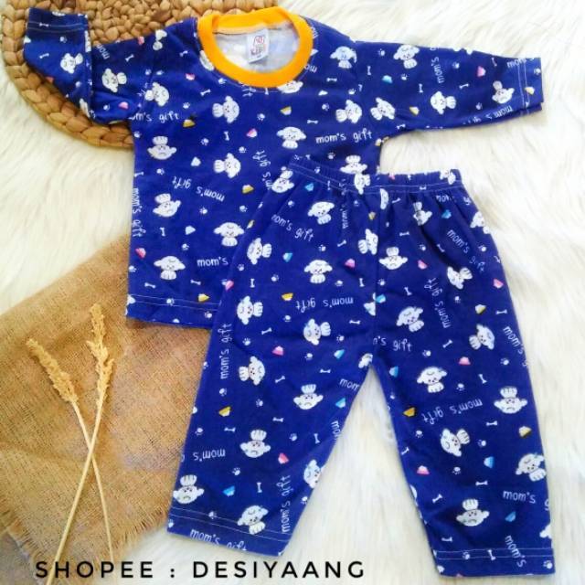 Baju tidur Anak Laki laki dan Perempuan Qkids Size Xs ( Usia 5-18bulan) Lengan Panjang Celana Panjang Bahan Libby Velvet