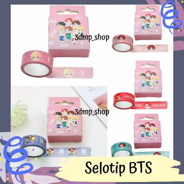 selotip isolasi washi tape bt21 bts pop up kpop v suga jhope taehyung jungkook