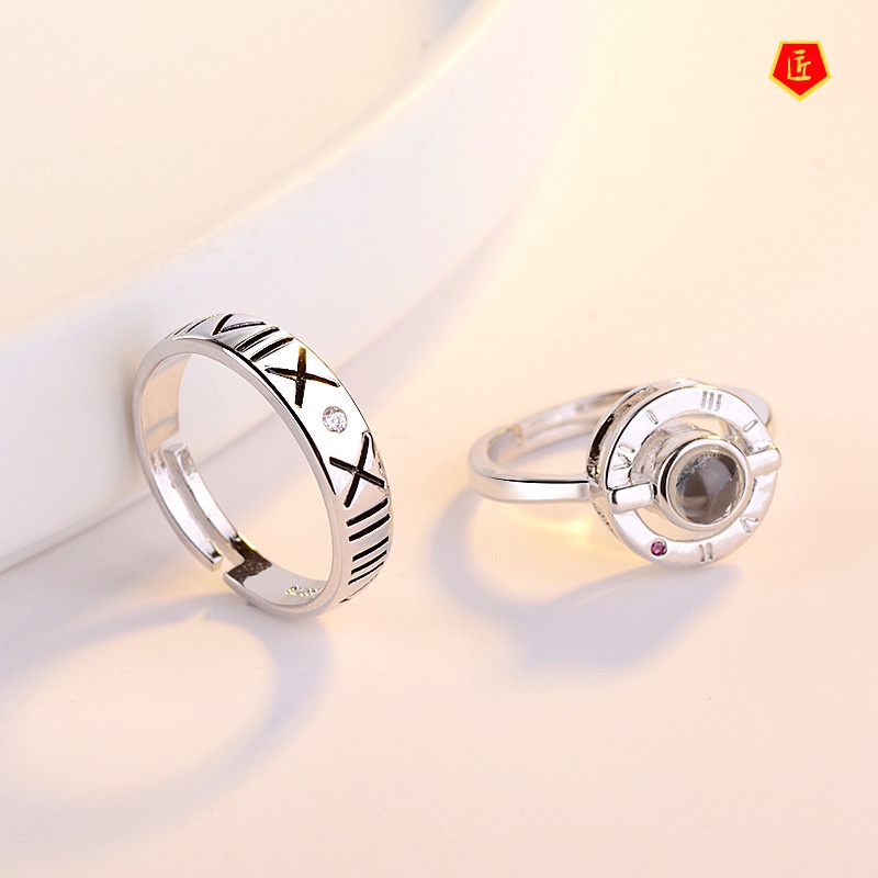 [Ready Stock]925 Silver Roman Numerals Couple Rings