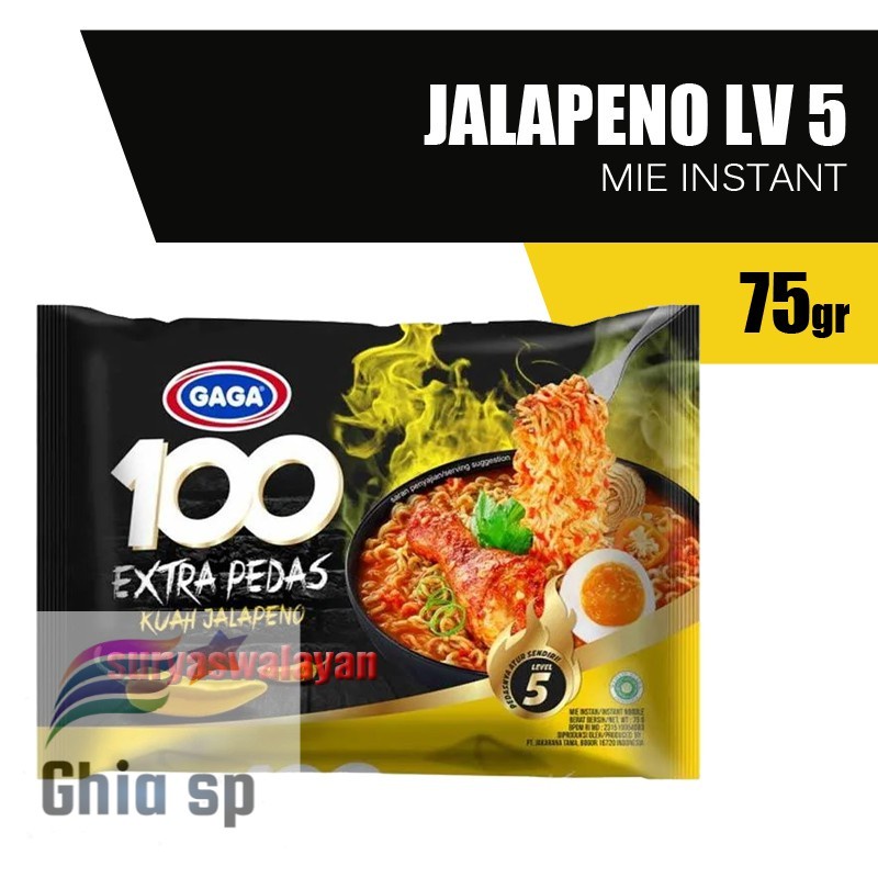 

Gaga Mie 100 Extra Pedas Kuah Jalapeno Level 5 - 75 gr