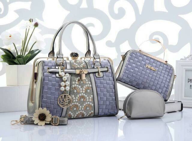 Tas webe* Behel Rexha 8326 (3in1) wanita branded batam glossy import