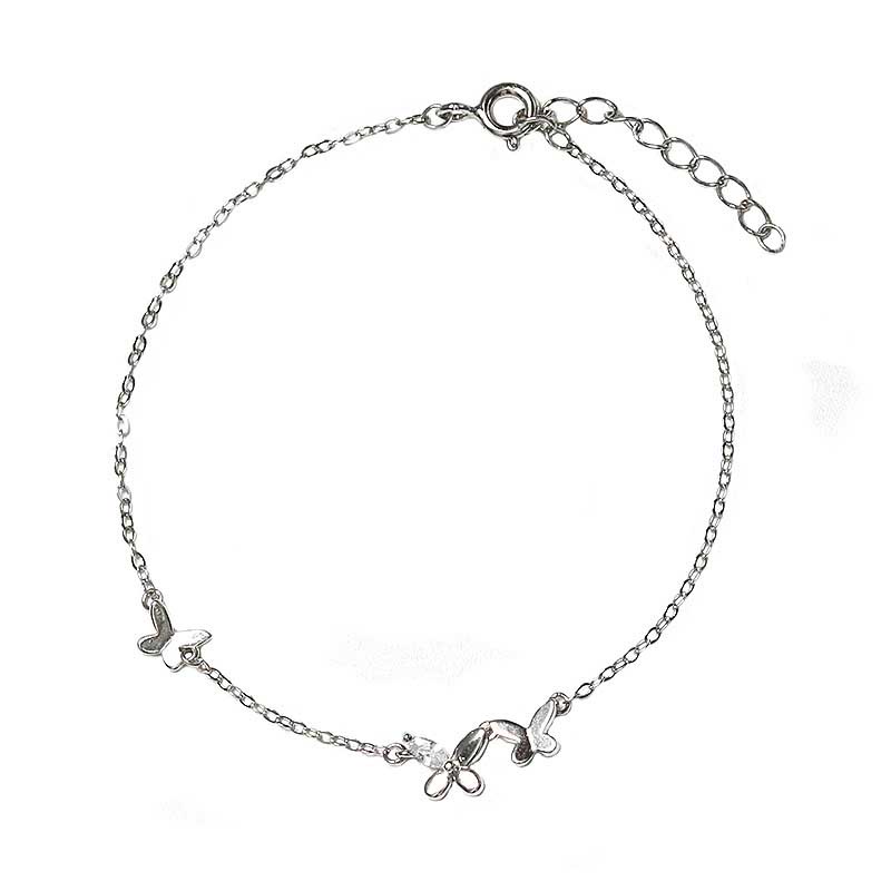 Butterfly Gelang Rantai Silver S925 Hias Liontin Kupu-Kupu Kristal Berlian Zircon Untuk Wanita