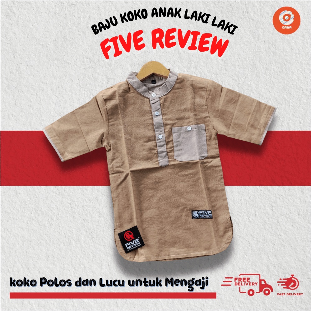 Baju Kemeja Koko Anak laki laki Cowok Motif Polos Umur 3 tahun - 12 Tahun