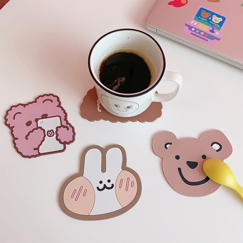 Anti-slip Mouse Pad Alas Komputer Kartun/tatakan gelas kopi Printing Table Mat Cute Coaster Aksesoris Komputer praktis