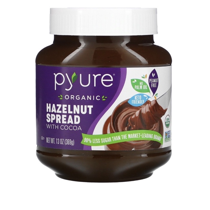 

pyure organic hazelnut spread with cocoa keto friendly 369 gr