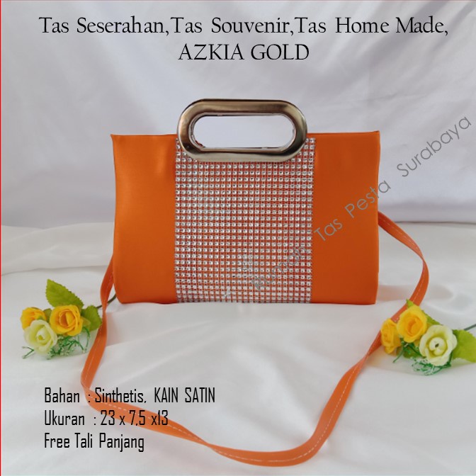 TAS PESTA SATIN AZKIA MODEL CLUCTH DAN SELEMPANG TERKESAN MEWAH DAN ELEGAN