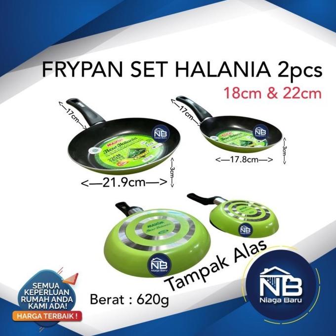 ] Teflon Maxim Hijau New Halania 2 Set Hijau (18 cm + 22 cm)