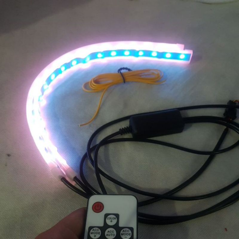 Lampu Alis RGB Drl Flexibel Slim RGB Remote Rubah Warna 30 Cm