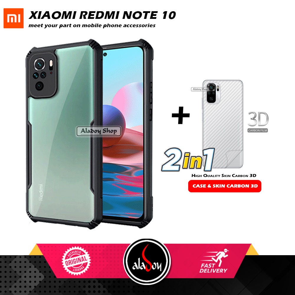 Case XIAOMI REDMI NOTE 10 Armor Fusion Transparent Casing Free Skin Carbon 3D