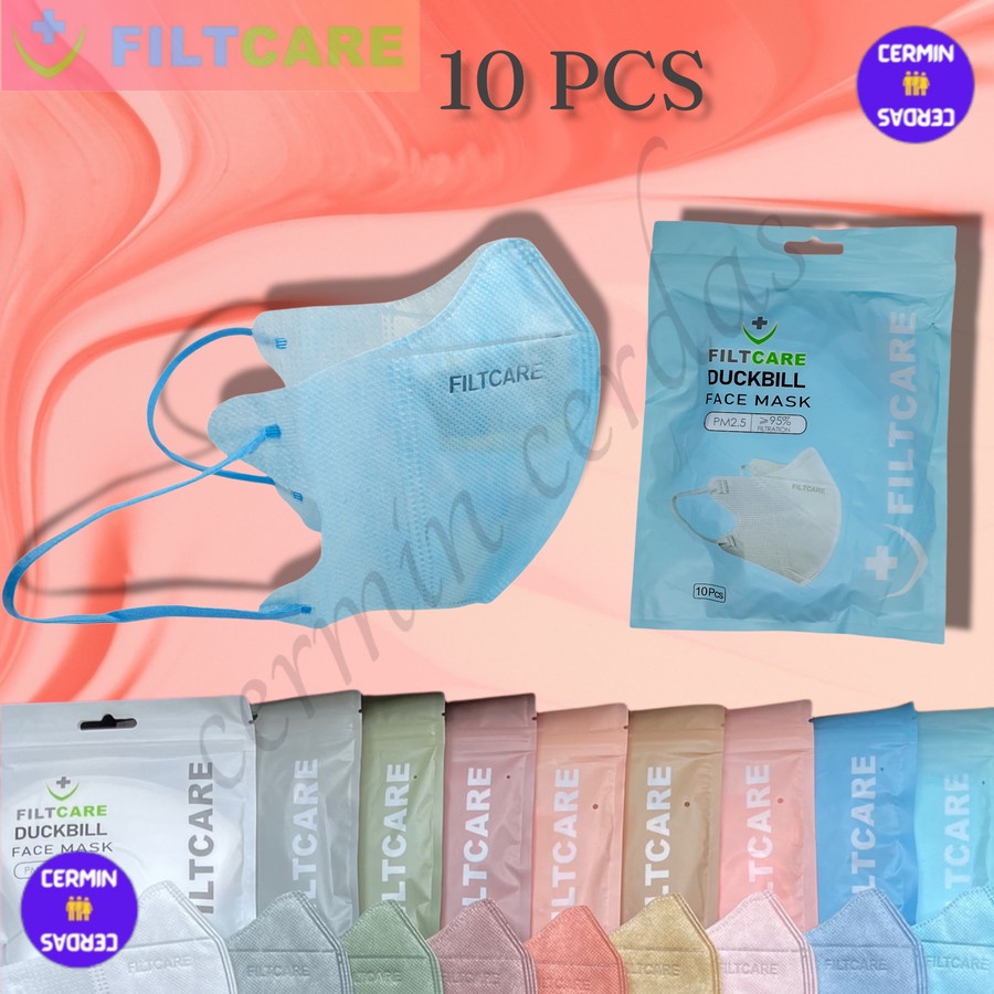 MASKER DUCKBILL FILTCARE EMBOS / DUCKBILL RAINBOW ( 1 pak isi 10pc ) warna campur