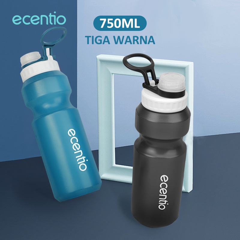 ecentio &amp; FOODI Portable Botol Air Minum/750ml Water Bottle Plastik Gym/unik dan lucu sport bottle Warna Warni Botol dengan tutup ring kecil FREE BPA Pink/hitam/Biru