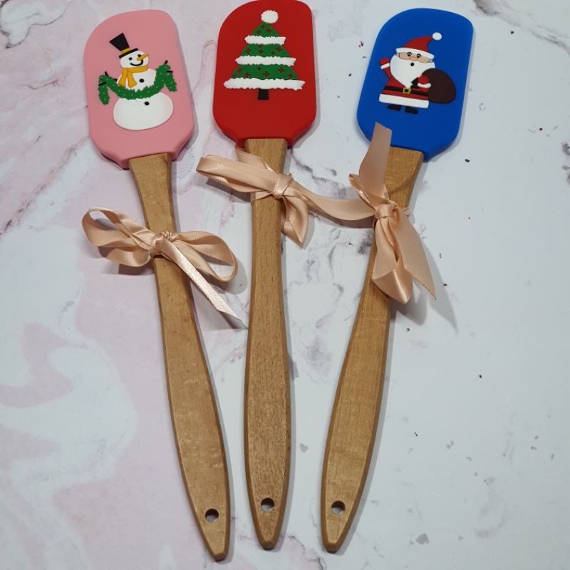 Small Xmas edition wooden silicone Spatula