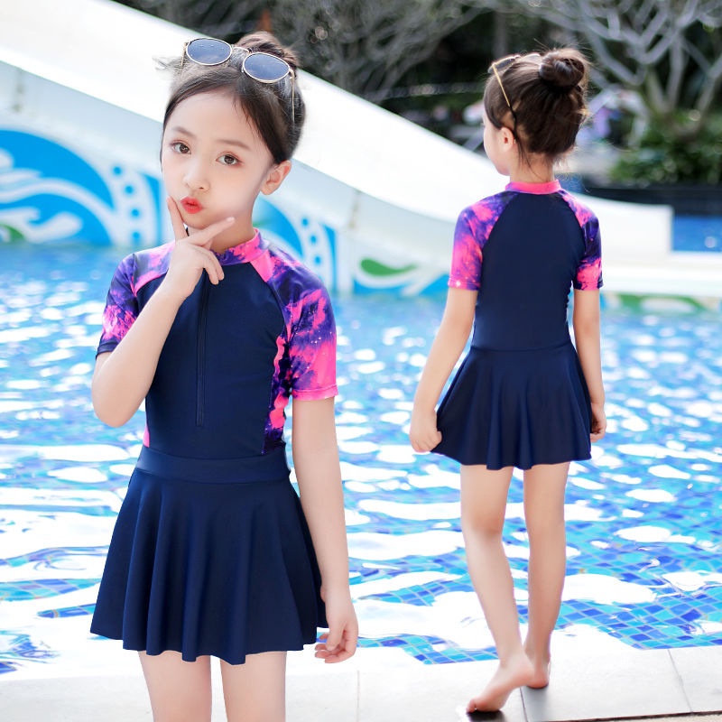 2020 Anak Baju Renang Anak Perempuan Anak-anak  Remaja Lengan Pendek Baju Renang Korea Gaun Lucu  Siswa Baju Renang