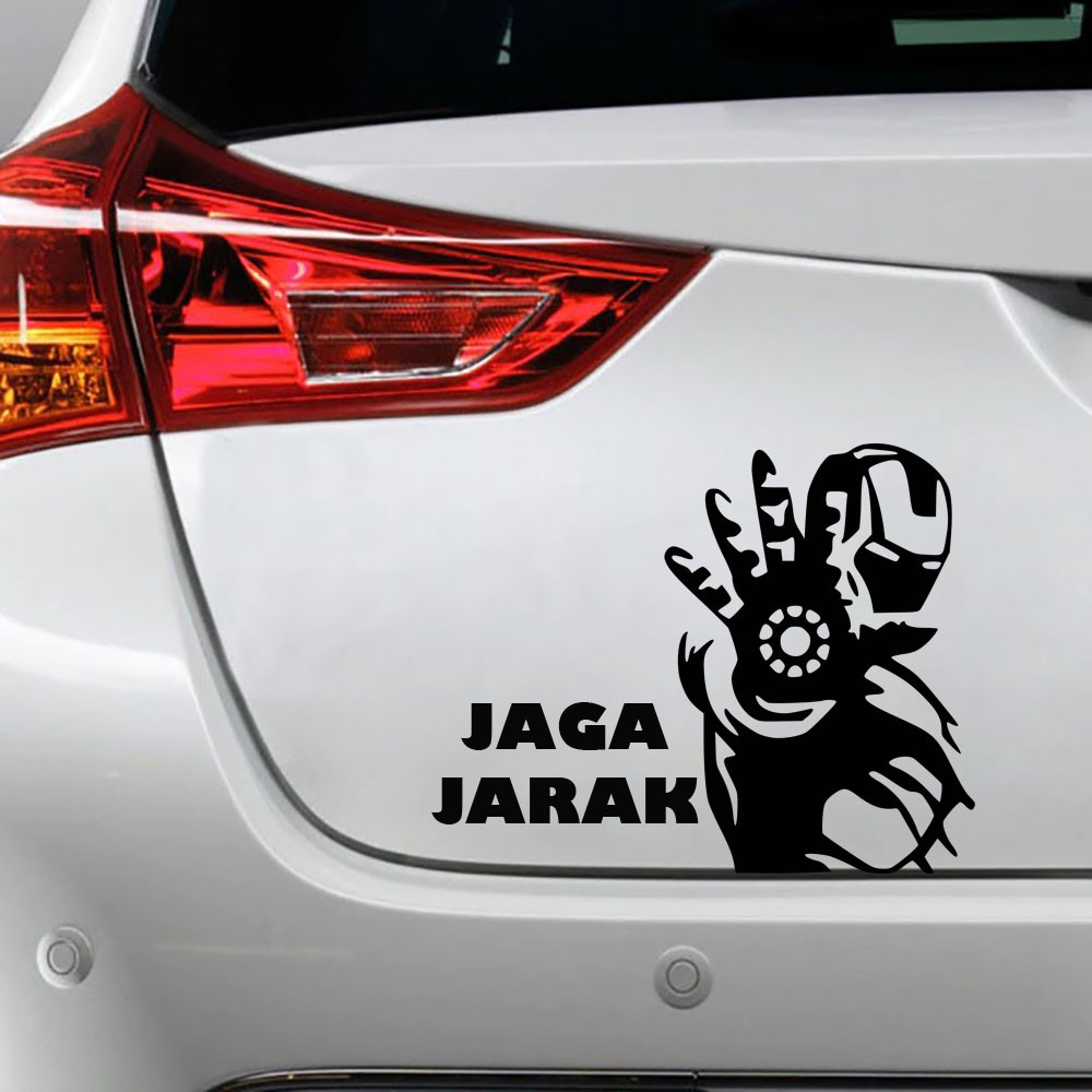 Sticker Mobil Cutting Vinyl Iron Man Jaga Jarak Shopee Indonesia