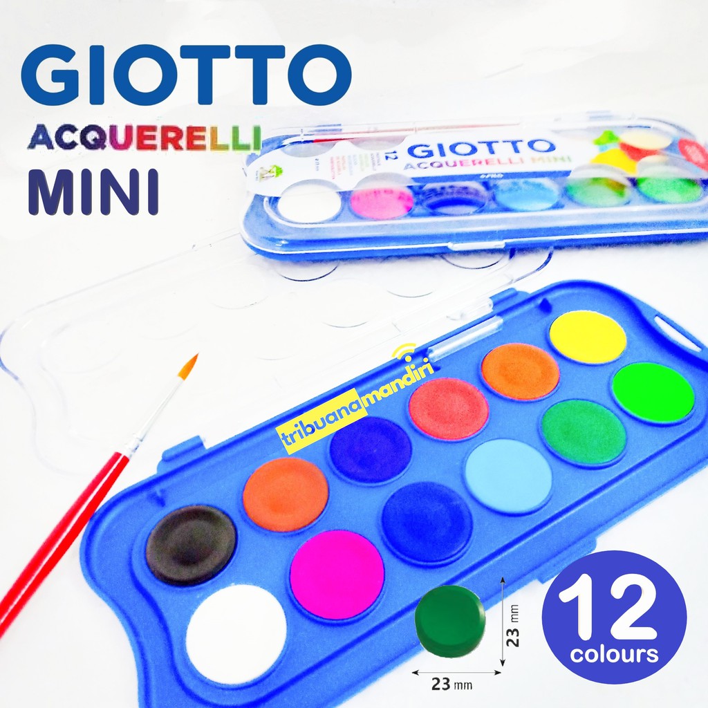 MINI Giotto  Acquerelli 12 Warna Water Color Cake Cat  Air  