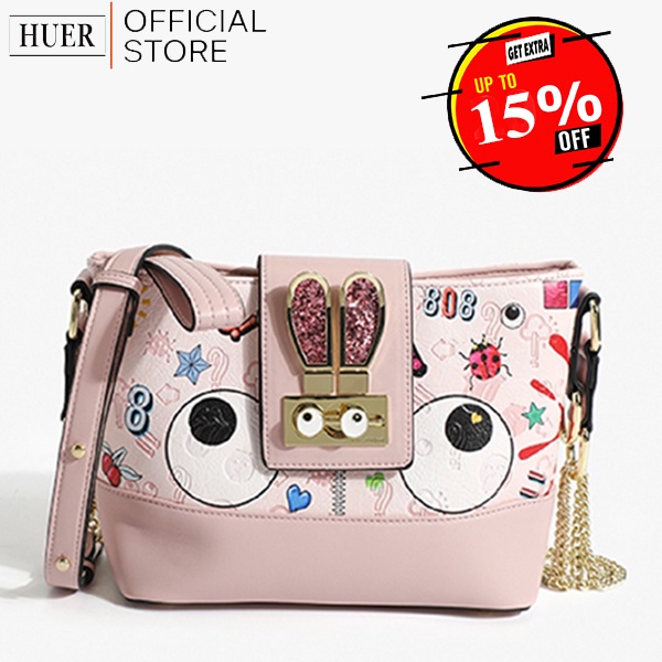 HUER ~ Ayollie Eye Theme Printed Embossed Sling Bag 9454-224Pink