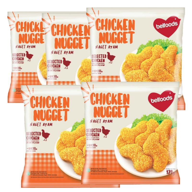 

Paket Hemat Chiecken Nugget Belfoods 5 Pack Naget Ayam Beku