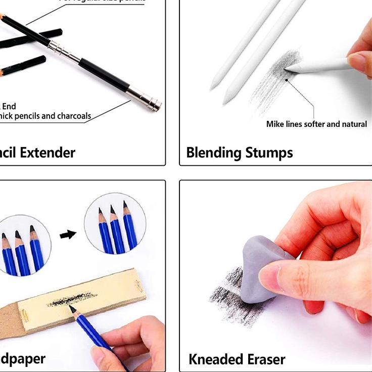 

Penjualan Terbanyak.. 33 Pcs Professional Drawing Sketch Pencil Set Charcoal Eraser Art Painting Kit