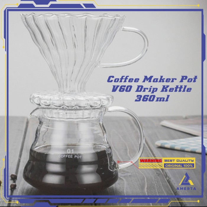 OneTwoCups Coffee Maker Pot V60 Drip Kettle Teko Kopi Barista 600ml