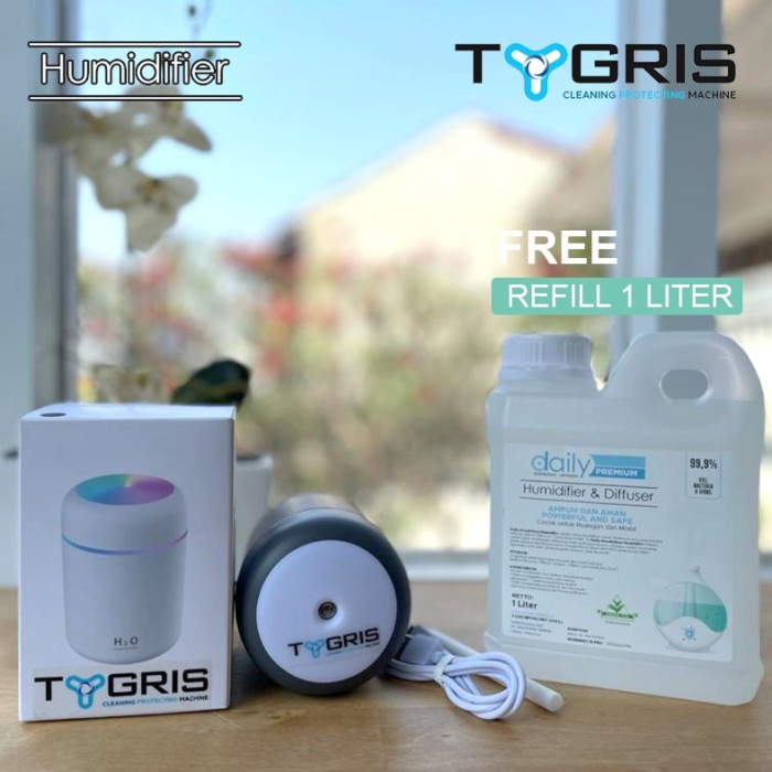 TYGRIS HUMIDIFIER DIFFUSER + FREE 1 LITER REFILL 1L DESINFEKTAN HUMIDIFIER GREEN TEA