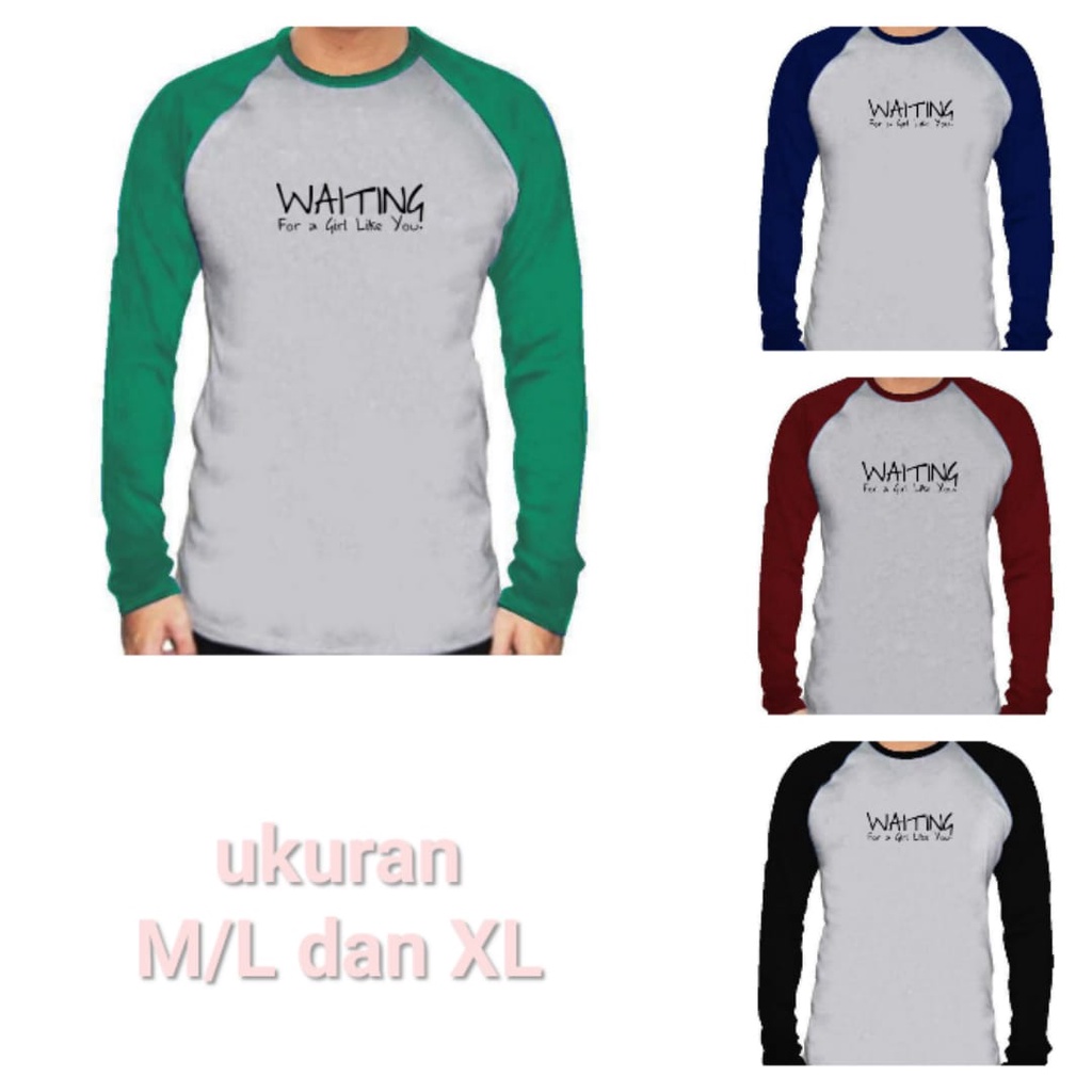 kaos raglan waiting / atasan lengan panjang  / fashion pria / baju lebaran - alipio fashion