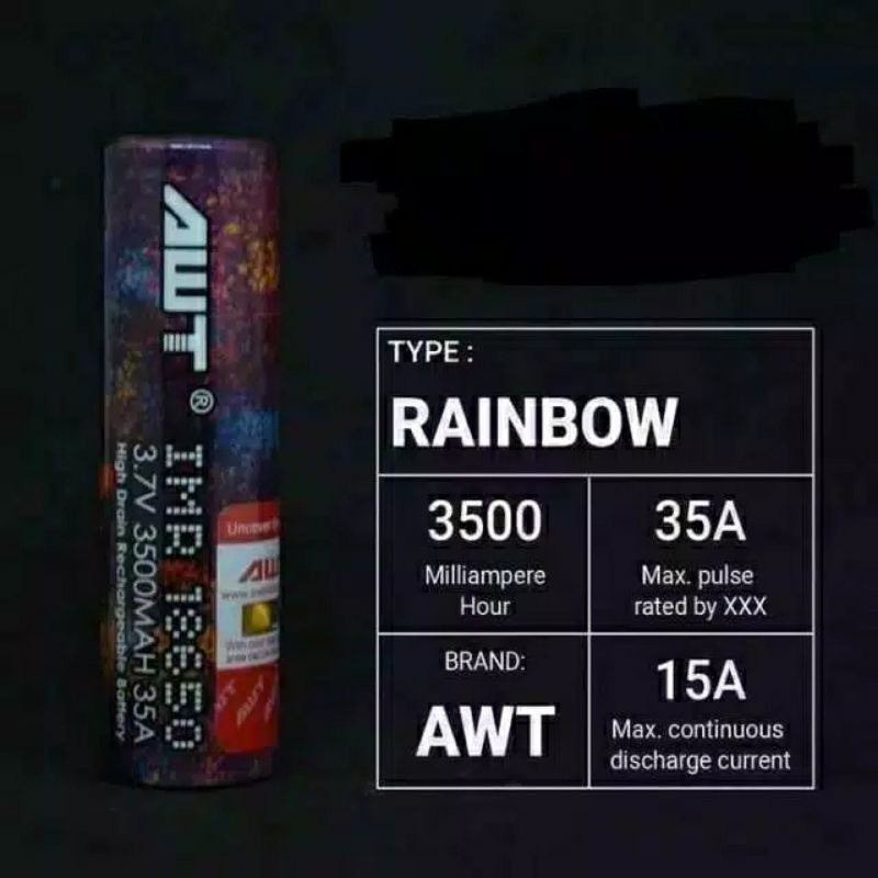 (BISA COD) BATERAI AWT RAINBOW  KUALITAS ORI /AWT RAINBOW 1MR 18650 mAh 3000 mAh HARGA SATUAN