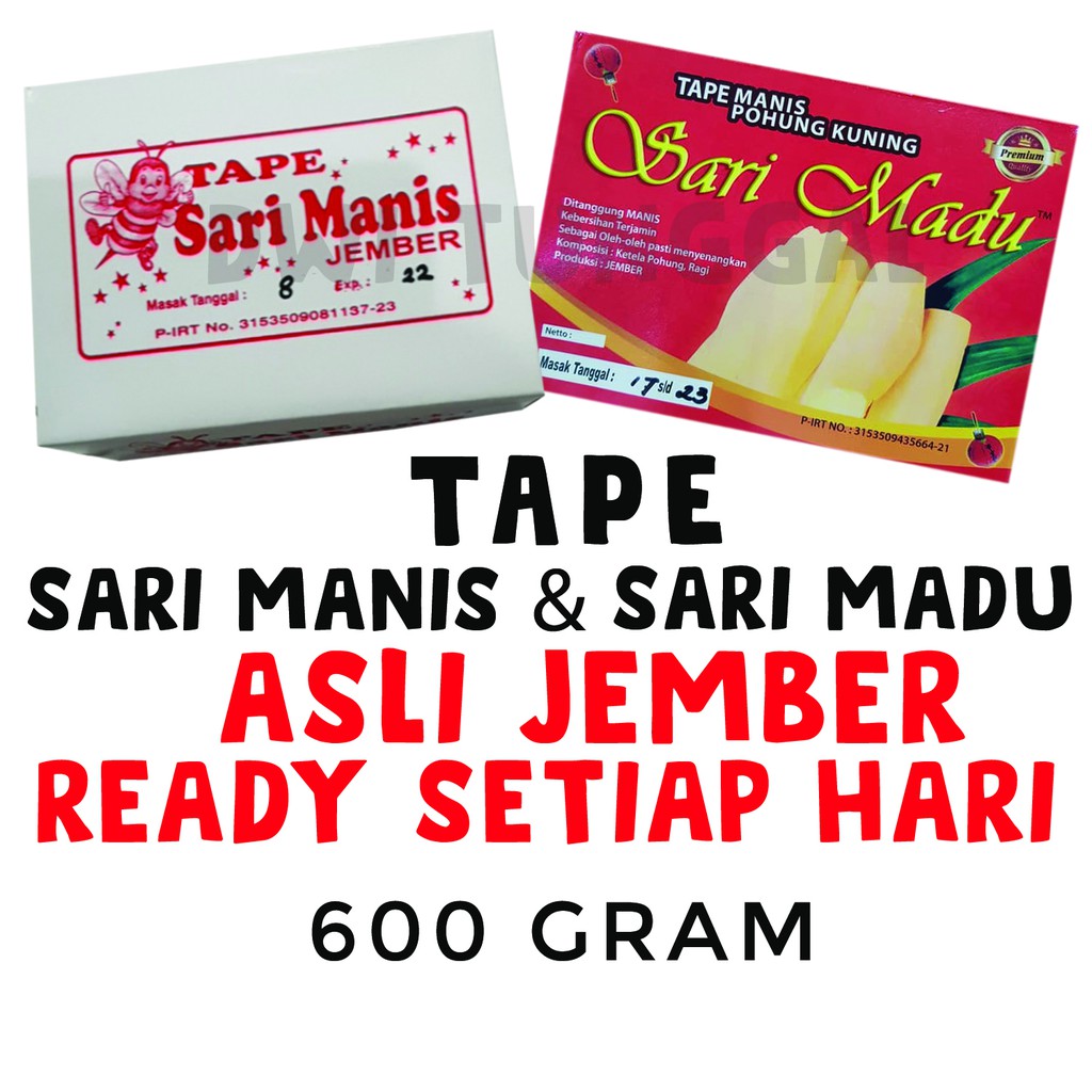 

Tape Sari Madu & Sari Manis Jember Terenak 600 gram Ready Setiap Hari