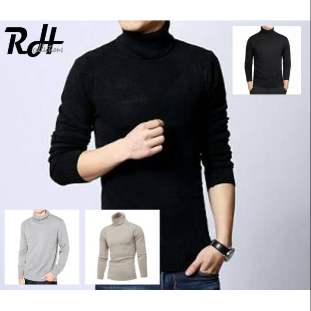 sweater rajut turtleneck pria kerah tinggi turtleneck masker switer leher panjang baju rajut sweater