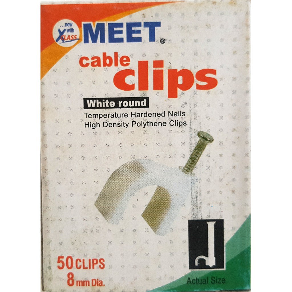 Klem Jepit Kabel 7, 8, 9, 10, 12 mm MEET Round Cable Clips Clamp DIJAMIN PAKU BETON