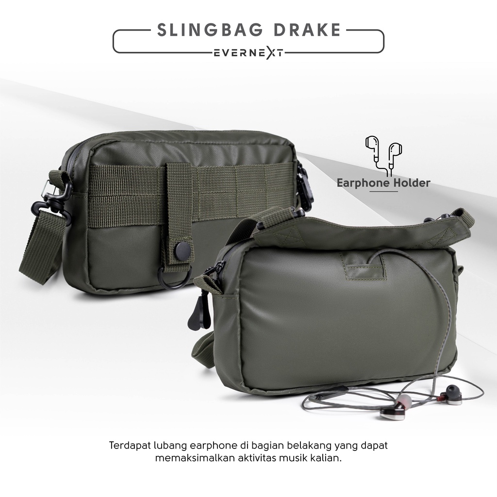 Tas Selmpang Anti Air DRAKE Slingbag  Tas Bahu Pria Waterproof Premium Kerja Kuliah Jalan Kampus Kantor