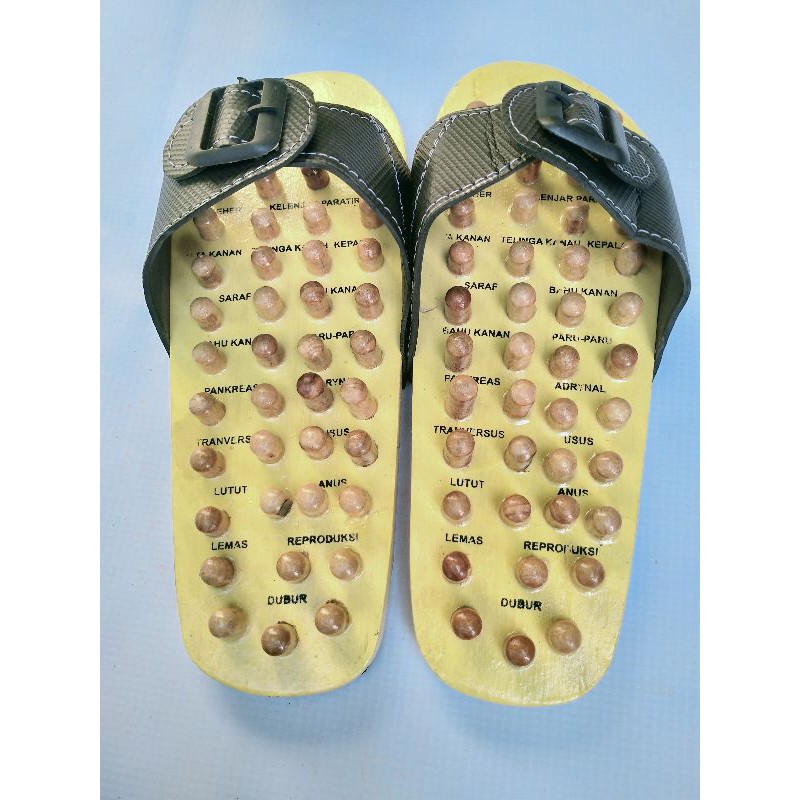 Sandal Kayu Rematik /Sandal Bakiak/Sandal Refleksi/Kesehatan/Rematik Kayu
