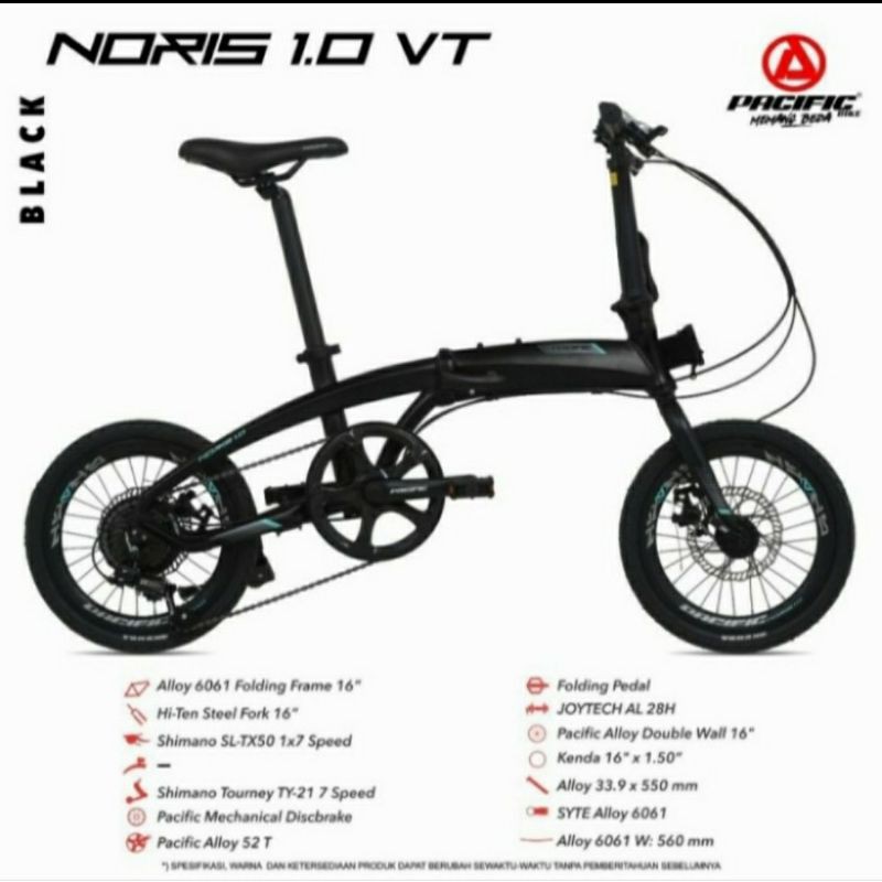 Sepeda lipat 16 inch Pacific Noris 1.0 VT alloy