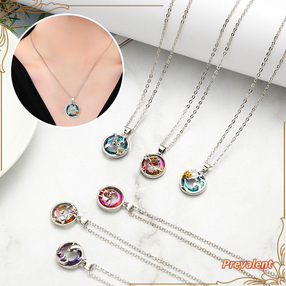 Kalung Sterling Silver 925 Hias Kristal Bentuk Kura-Kura Penguin Lumba-Lumba Hummingbird Untuk Hadiah Ulang Tahun Valentine