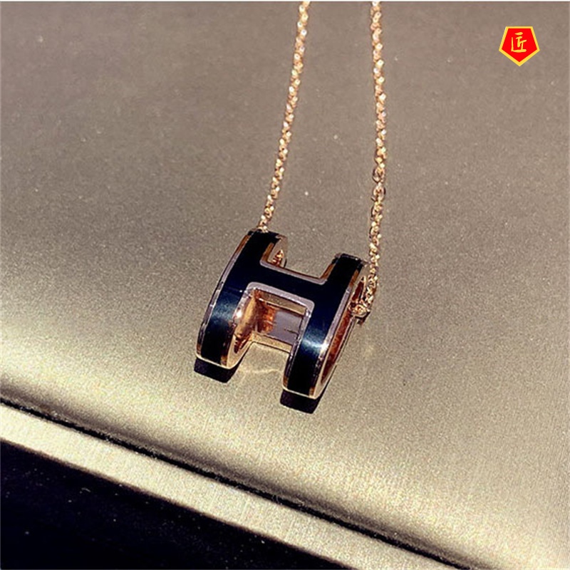 [Ready Stock]S925 Silver Light Luxury Letter H Necklace Female Special-Interest Design Personality