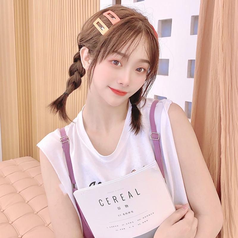 [Ready Stock] 10 Pcs/Set Women Korean INS Style Acrylic Simple BB Hair Clip Girls One Word Cute Bangs Folder Macaron Candy Colors Back Of Head Hairpin