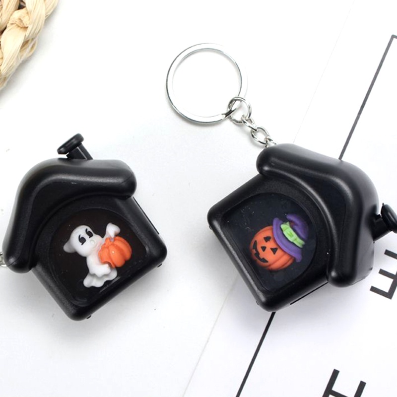 Gantungan Kunci Bentuk Labu Hantu Halloween Dengan Lampu LED Untuk Pria Dan Wanita Charms