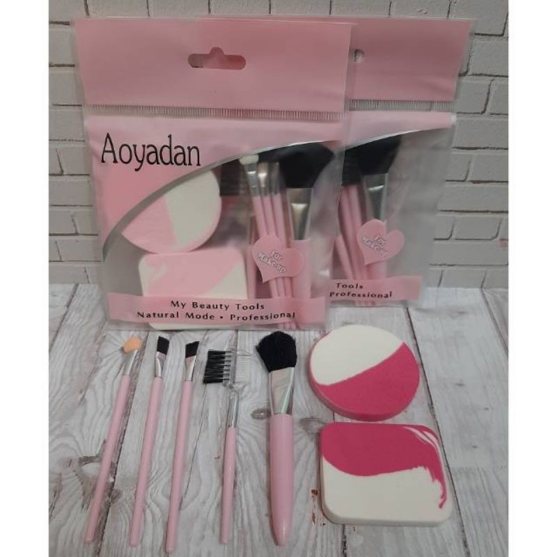 SET SPON KUAS MAKE UP 7 IN 1 AOYADAN