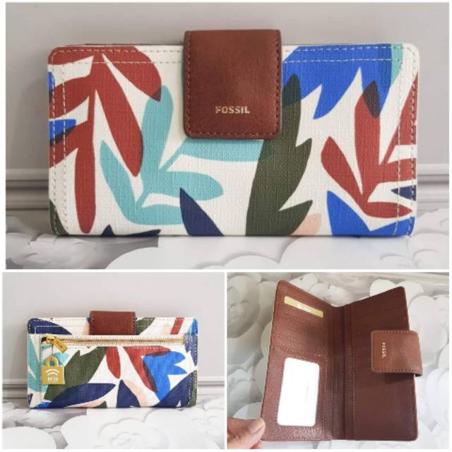 DOMPET FOSSIL ORIGINAL LOGAN TAB CLUTCH RFID NATURAL 