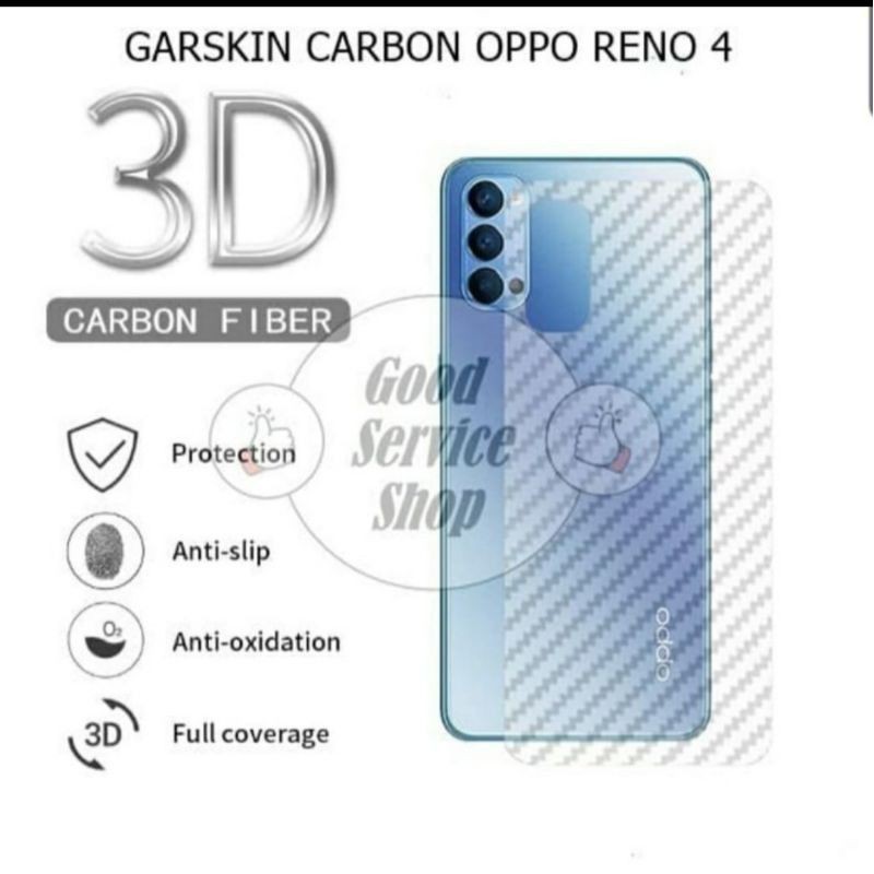 Oppo Reno 4 / 4F / 4 Pro / 5 / 5F Anti Gores Skin Karbon Belakang Screen Guard Anti Jamur Carbon