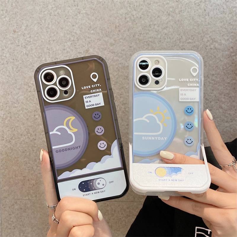 Sun flip case Motif smiley moon Untuk Iphone 11 12 13PROMAX X XS XR XSMAX 6 7 8 plus