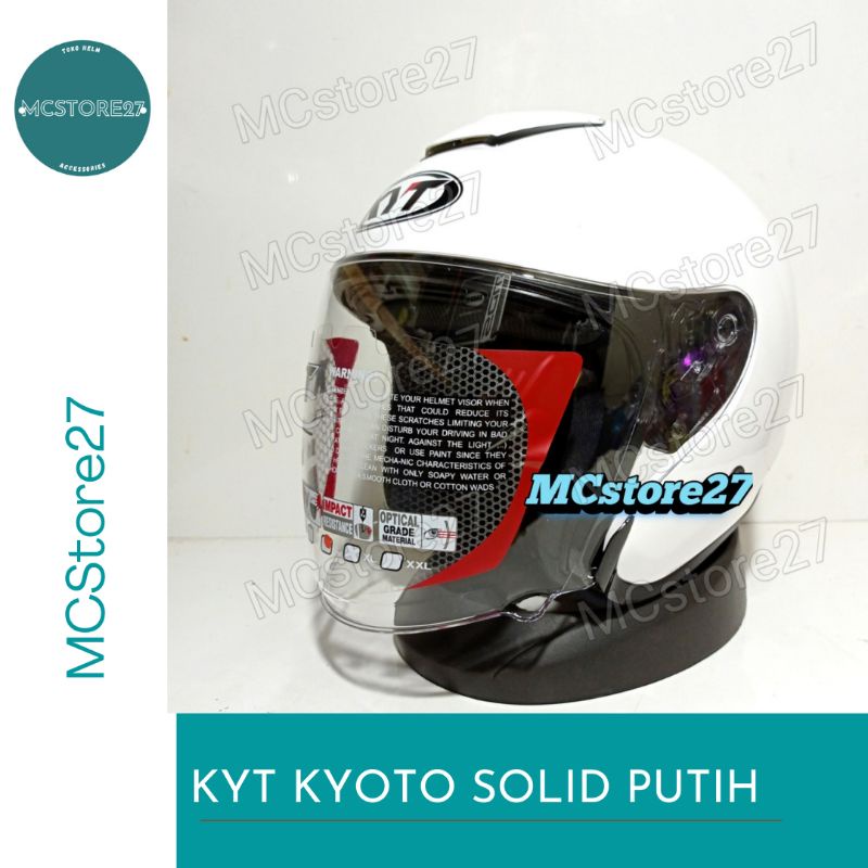 helm half face kyt kyoto r solid white putih