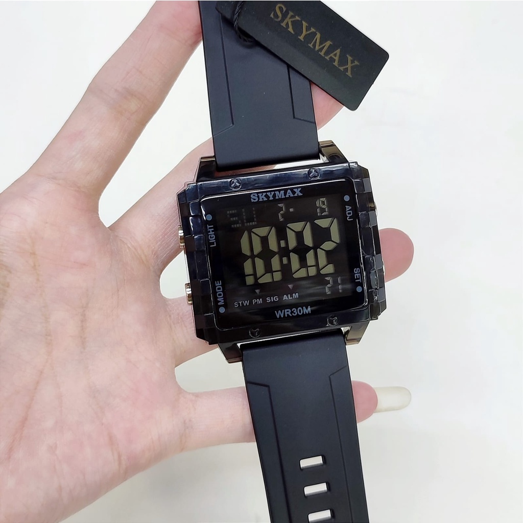 Jam tangan wanita Skymax 2119 tali rubber digital kotak