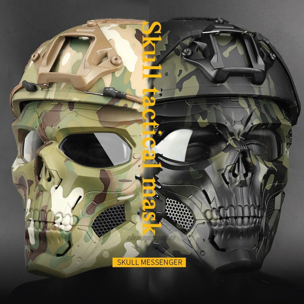 GS8 Masker Motor Topeng Airsoft Gun Paintball Full Face Model Tengkorak Skull WoSporT MA-110 Bl