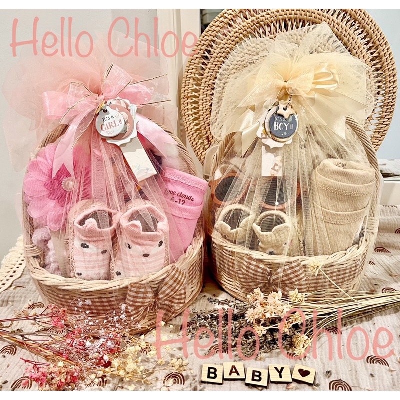 HELLO CHLOE - Blanket &amp; Pillow Series | Newborn Baby Gift Set | Hampers Baby | Kado Lahiran Bayi