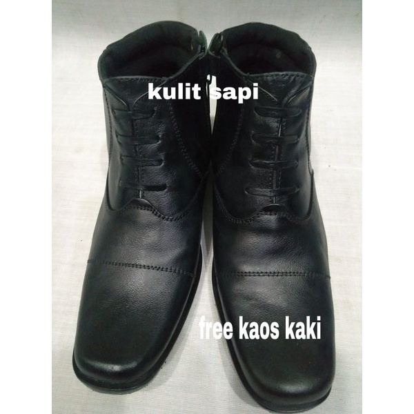 Sepatu Boot Pria Formal/ Boot Pantofel Resleting/ Kulit Sapi Asli Kantoran Kerjafreeykaoskaki
