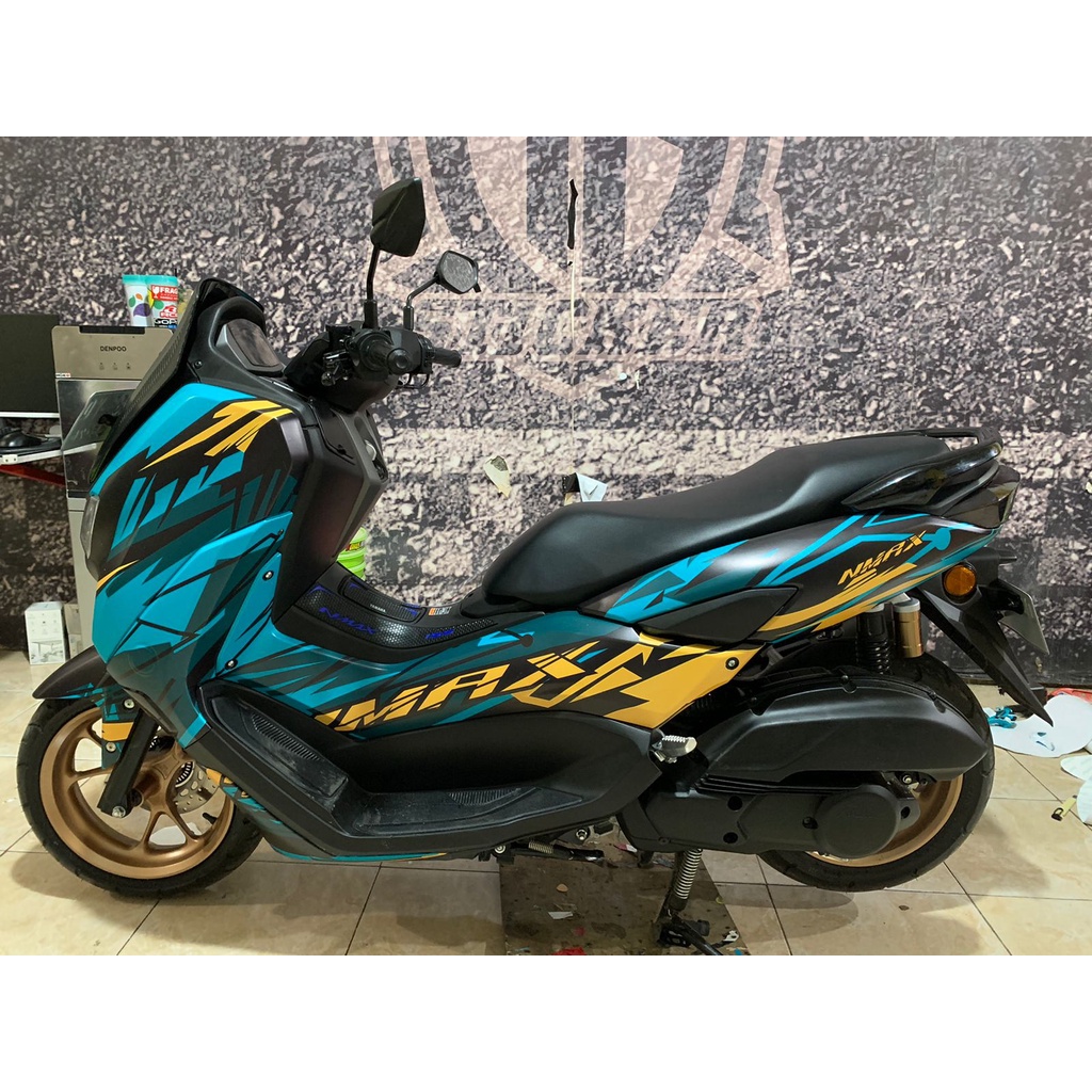 Stiker Decal Motor YAMAHA NMAX NEW Full Body Sticker NMAX Baru Motif Biru Kuning HItam Keren Waterpr