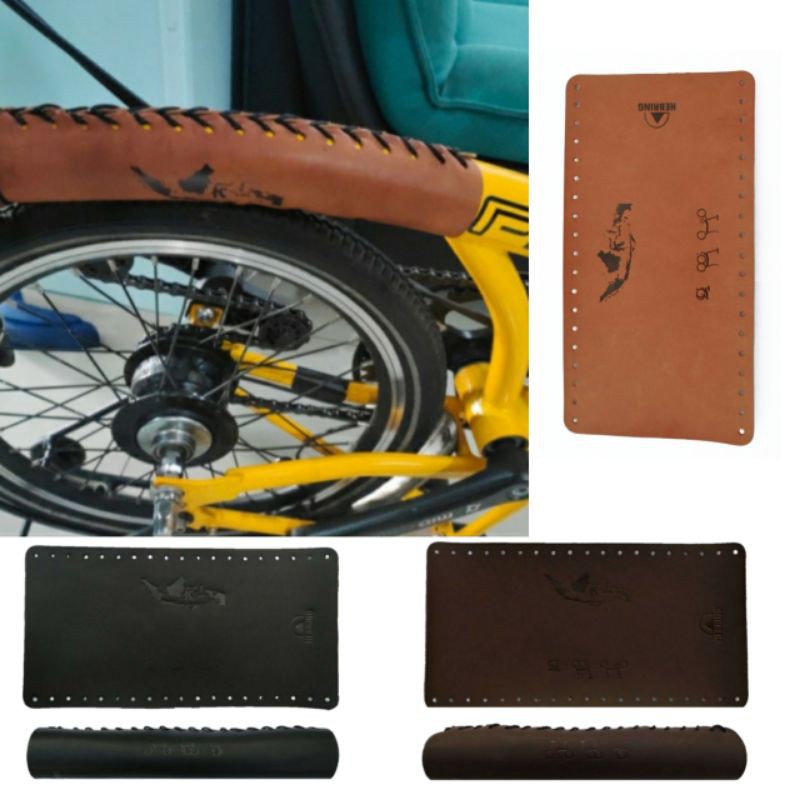 cover frame sepeda aksesoris sepeda hebring hitam brown coklat motif pulau
