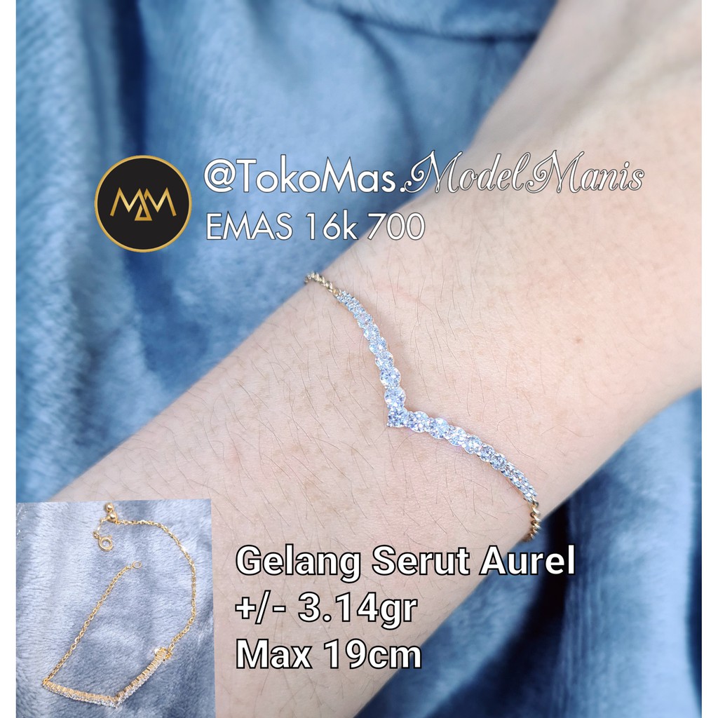 Gelang serut Aurel emas kuning 700 kadar 16k